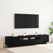 vidaXL Τηλεοπτική ντουλάπα με LED Φώτα Μαύρη Δρυς 200x35x40 εκ Επεξεργασμένο ξύλο