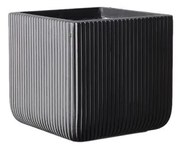Supergreens Γλάστρα Πήλινη Τετράγωνη ''Stripe'' Γκρι S 24x24x23 εκ.