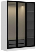 Ντουλάπα Τρίφυλλη Kale 506MNR2274 135x52x210cm White-Black Τρίφυλλη