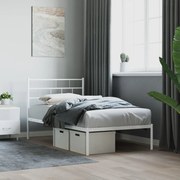 vidaXL Πλαίσιο Κρεβατιού με Κεφαλάρι Λευκό 100 x 200 εκ. Μεταλλικό
