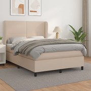 vidaXL Κρεβάτι Boxspring με Στρώμα Καπουτσίνο 140x200εκ.από Συνθ.Δέρμα