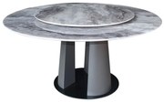 WOODWELL LAZY SUSAN Τραπέζι με κεντρική Περιστρεφόμενη επιφάνεια, Βάση Μέταλλο-Επιφάνεια Μάρμαρο Φ150-95x76cm ΕΜ784,1