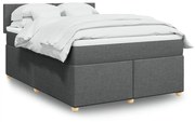 Κρεβάτι Boxspring με Στρώμα Σκούρο Γκρι 140x190 εκ. Υφασμάτινο - Γκρι