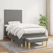 vidaXL Κρεβάτι Boxspring με Στρώμα Σκούρο Γκρι 90x200 εκ. Υφασμάτινο