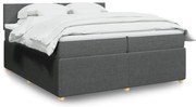 vidaXL Κρεβάτι Boxspring με Στρώμα Σκούρο Γκρι 200x200 εκ. Υφασμάτινο