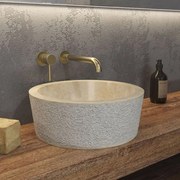 Νιπτήρας Επικαθήμενος Πέτρινος Timur Φ40x15cm Cream Karag Πέτρα