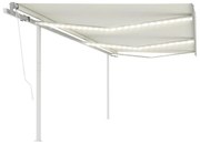 Τέντα Αυτόματη με LED & Αισθητήρα Ανέμου Κρεμ 6 x 3 μ.