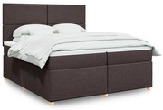 vidaXL Κρεβάτι Boxspring με Στρώμα Σκούρο Καφέ 200x200 εκ. Υφασμάτινο