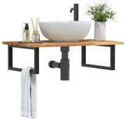 Ράφι Νιπτήρα Τοίχου από Ατσάλι / Μασίφ Ξύλο Ακακίας