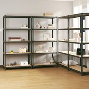 vidaXL Ραφιέρες 5 Επιπέδων 4 τεμ. Ανθρακί Ατσάλι & Επεξεργασμένο Ξύλο