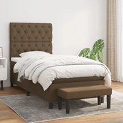 Κρεβάτι Boxspring με Στρώμα Σκούρο Καφέ 80x200 εκ. Υφασμάτινο - Καφέ