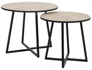 CRUZ SIDE TABLE SET 2ΤΕΜ ΦΥΣΙΚΟ ΜΑΥΡΟ D50-40xH40-37cm - 04-0666