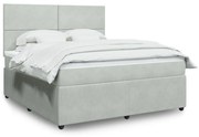 Κρεβάτι Boxspring με Στρώμα Ανοιχτό Γκρι 180x200 εκ. Βελούδινο