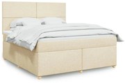 Κρεβάτι Boxspring με Στρώμα Κρεμ 180x200 εκ. Υφασμάτινο - Κρεμ