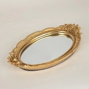 Διακοσμητικός Δίσκος Polyresin Με Καθρέπτη Χρυσό 30x18,8x3,5εκ. ESTHETI 752-16038