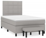 Κρεβάτι Boxspring με Στρώμα Ανοιχτό Γκρι 120x190 εκ. Υφασμάτινο - Γκρι