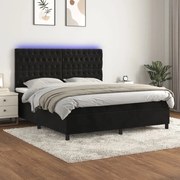 ΚΡΕΒΑΤΙ BOXSPRING ΜΕ ΣΤΡΩΜΑ &amp; LED ΜΑΥΡΟ 180X200 ΕΚ. ΒΕΛΟΥΔΙΝΟ 3136319