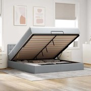 vidaXL Οθωμανικό κρεβάτι με στρώμα&amp;LEDs Ανοιχτό γκρι 160x200cm Ύφασμα