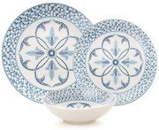 Σερβίτσιο Πιάτα Φαγητού (Σετ 24Τμχ) 387GRP1365 White-Blue Hermia 24 τμχ Πορσελάνη