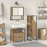 vidaXL Σετ Επίπλων Μπάνιου με πόρτα 3 pcs Καφέ 33 x 33 x 120.5 εκ.