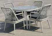 WOODWELL Ε6841CENTRAL Set Τραπεζαρία Κήπου ALU &amp; Rope Grey-Μαξιλ.Ανθρακί: Τραπέζι Φ100cm + 4 Πολυθρόνες Table:Φ100x75 Chair:61x65x90cm Ε6841