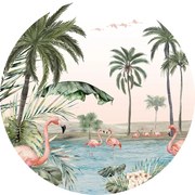 Flamingo Oasis Ταπετσαρια Τοιχου Ροζ Στρογγυλη 80cm