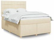 vidaXL Κρεβάτι Boxspring με Στρώμα Κρεμ 140x200 εκ. Υφασμάτινο