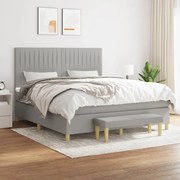 vidaXL Κρεβάτι Boxspring με Στρώμα Ανοιχτό Γκρι 180x200 εκ. Υφασμάτινο