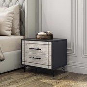 Κομοδίνο Με 2 Συρτάρια (50x40x55) A-G Night 854KLN3085 Grey Black