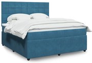 vidaXL Κρεβάτι Boxspring με Στρώμα Σκούρο Μπλε 180x200 εκ. Βελούδινο