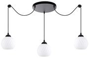 KQ 8865-3A SWIRL BLACK PENDANT WITH WHITE GLASSES Ε3