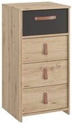 Arthus Συρταριέρα ψηλή με 4 συρτάρια 44x41x87εκ. Artisan Oak / Black