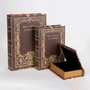 Διακοσμητικά Κουτιά - Βιβλία Ξύλινα 752-17014 (Σετ 3Τμχ) 32x23x7cm/25x18x5,5cm/18x13x4cm Red-Gold Estheti Home Ξύλο,Τεχνόδερμα