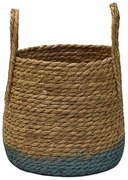 Κασπώ - Καλάθι Rush 00.06.67328 23x24cm Natural-Blue Ψάθα