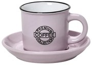 Φλυτζάνι Με Πιατάκι Cappuccino Stoneware 300ml Ροζ Coffee ESPIEL HUN308K6