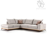 Γωνιακός καναπές δεξιά γωνία Luxury II pakoworld ύφασμα cream-mocha 290x235x95εκ