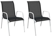 vidaXL Καρέκλες Κήπου Στοιβαζόμενες 2 τεμ. Μαύρες από Ατσάλι/Textilene