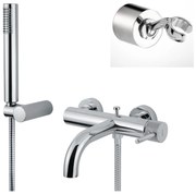 Armando Vicario Industrial Chrome Μπαταρία Λουτρού Με Τηλέφωνο+Στήριγμα Τηλεφώνου+Άθραυστο Σπιράλ 1,5m 512100-100 38/40000-100