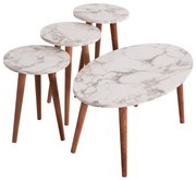 ΣΕΤ ΤΡΑΠΕΖΙ ΣΑΛΟΝΙΟΥ & 3 ΒΟΗΘ.ΤΡΑΠΕΖΙΑ VITAL HM18180.03 ΜΕΛΑΜΙΝΗ ΛΕΥΚΟ ΜΑΡΜΑΡΟ-ΚΑΡΥΔΙ ΠΟΔΙΑ