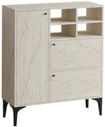 Μπουφές Ewa 793ELG1817 100x35x125cm Travertine Beige Μοριοσανίδα, Μελαμίνη