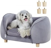 VEVOR Pet Sofa, Dog Couch for Small Dogs and Cats, Soft Velvety Dog Sofa Bed, 66 lbs Loading Cat Sofa, Dark Grey
