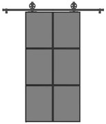 Συρόμενη πόρτα με σετ υλικού 102,5x205 cm από γυαλί&amp;Αλουμίνιο - Μαύρο