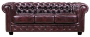 CHESTERFIELD Birmingham Καναπές 3Θέσιος Σαλονιού Καθιστικού, Δέρμα Antique Red