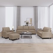 vidaXL Πολυθρόνες Σετ 4 Τεμ. Καπουτσίνο Συνθετικό Δέρμα Μαξιλάρια