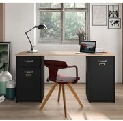 Epiplo World  Bristol Γραφείο με 2 ντουλάπια &amp; 1 συρτάρι 150x60x73 Helvezia Oak/Black BEST-1556321