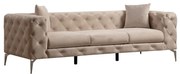 Καναπές 3θέσιος PWF-0579 τύπου Chesterfield ύφασμα εκρού 237x90x73εκ Υλικό: Fabric:100%  POLYESTER - BEEICH WOOD - CHPBOARD - PP 071-001351