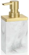 Δοχείο Κρεμοσάπουνου Modern AH-BA68124 7x5x18cm 250ml Marble Effect White-Gold Andrea House Ατσάλι,Polyresin