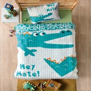Κουβερλί Παιδικό Gatorito (Σετ 2τμχ) White-Blue Kentia Μονό 160x220cm Microfiber-Polyester