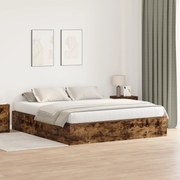 vidaXL Κρεβάτι Αποθήκευσης από Καπνιστό Δρυ 200x200 εκ.