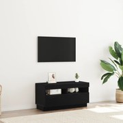 vidaXL Κονσόλα Τηλεόρασης με LED Φώτα Μαύρο Δρυς 80x35x40 εκ. Ένα επεξεργασμένο ξύλο